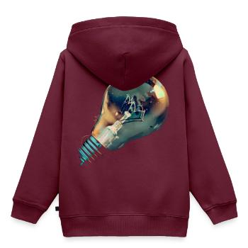 Glühbirne Strom Lampe Licht - Kinder Premium Organic Hoodie - Burgunderrot - Hinten - AI Model Kid Female (0cm)