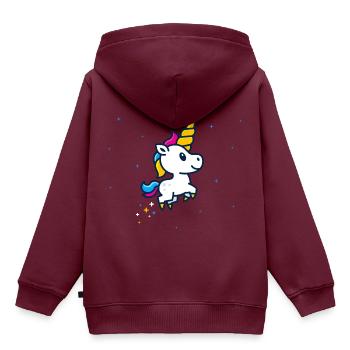 Einhorn Fohlen - Kinder Premium Organic Hoodie - Burgunderrot - Hinten - AI Model Kid Female (0cm)