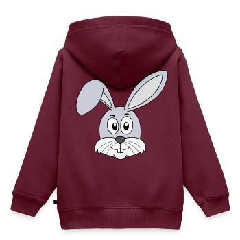 Hase Osterhase Häschen Hasenzähne Hasen Ostern - Kinder Premium Organic Hoodie - Burgunderrot - Hinten - AI Model Kid Female (0cm)