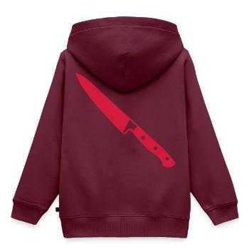 Messer - Kinder Premium Organic Hoodie - Burgunderrot - Hinten - AI Model Kid Female (0cm)