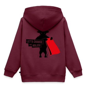 Let’s Change The Roles! (Gegen Stierkampf / 2C) - Kinder Premium Organic Hoodie - Burgunderrot - Hinten - AI Model Kid Female (0cm)