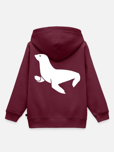 seehund tier - Kinder Premium Organic Hoodie - Burgunderrot