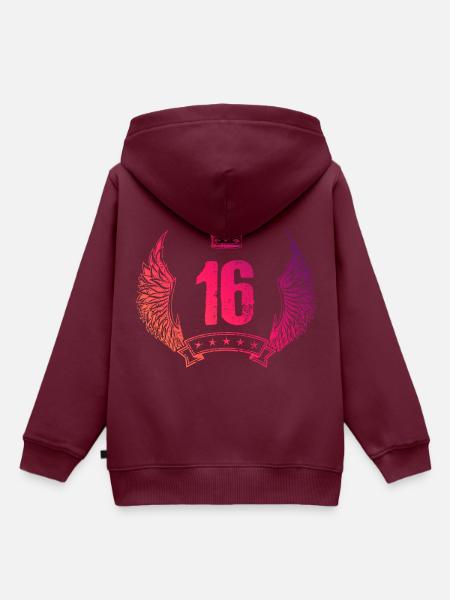 16 Zahl Krone - Kinder Premium Organic Hoodie - Burgunderrot