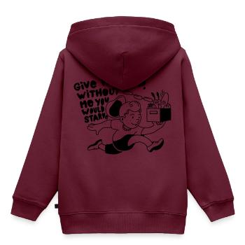 GIVE ME A TIP WITHOUT ME YOU WOULD STARVE - Kinder Premium Organic Hoodie - Burgunderrot - Hinten - AI Model Kid Female (0cm)