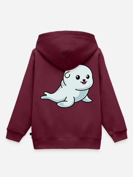 Robbe Tier Comic - Kinder Premium Organic Hoodie - Burgunderrot