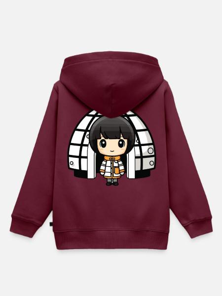 Winter Eskimo Iglu Comic - Kinder Premium Organic Hoodie - Burgunderrot