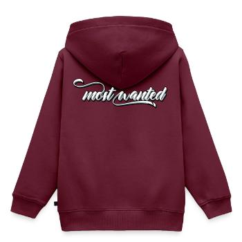 most wanted - Kinder Premium Organic Hoodie - Burgunderrot - Hinten - AI Model Kid Female (0cm)