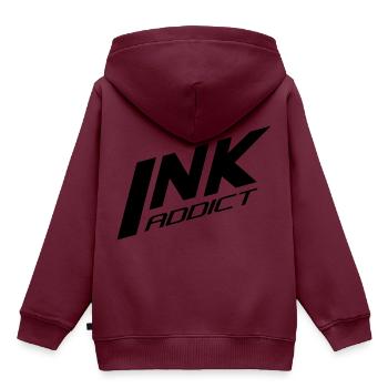 ink addict - Kinder Premium Organic Hoodie - Burgunderrot - Hinten - AI Model Kid Female (0cm)