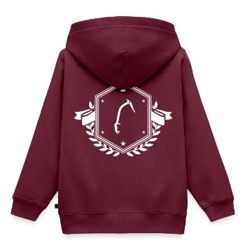 Kletterausrüstung eispickel Wappen - Kinder Premium Organic Hoodie - Burgunderrot - Hinten - AI Model Kid Female (0cm)