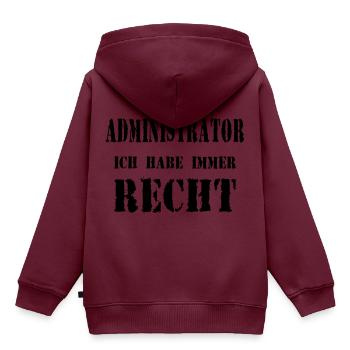 Administrator - Kinder Premium Organic Hoodie - Burgunderrot - Hinten - AI Model Kid Female (0cm)