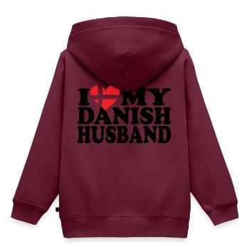 I Love my Danish Husband - Kinder Premium Organic Hoodie - Burgunderrot - Hinten - AI Model Kid Female (0cm)