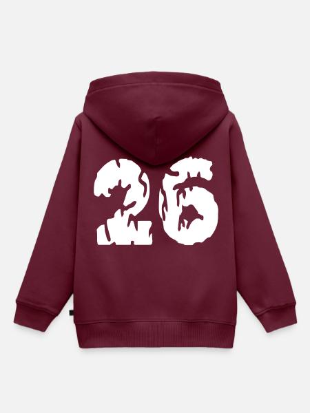 26 Zahl Trikot - Kinder Premium Organic Hoodie - Burgunderrot