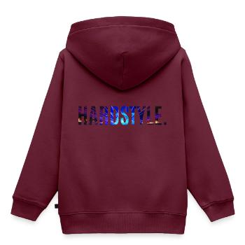 Hardstyle - Lovers - Kinder Premium Organic Hoodie - Burgunderrot - Hinten - AI Model Kid Female (0cm)