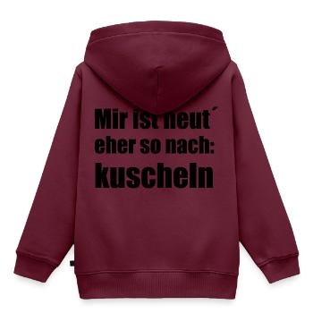 Mir ist heute eher so nach kuscheln - Kinder Premium Organic Hoodie - Burgunderrot - Hinten - AI Model Kid Female (0cm)