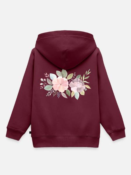 Blumendesign - Kinder Premium Organic Hoodie - Burgunderrot