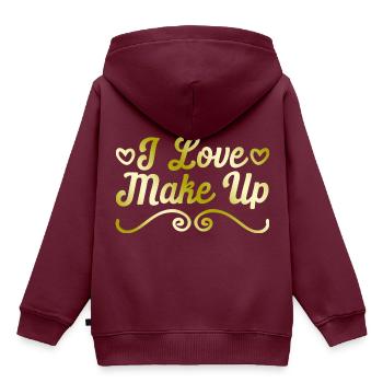 Ich liebe Make up - Kinder Premium Organic Hoodie - Burgunderrot - Hinten - AI Model Kid Female (0cm)
