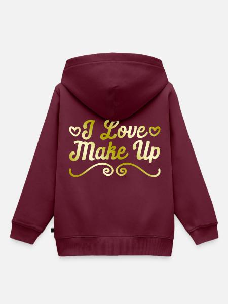 Ich liebe Make up - Kinder Premium Organic Hoodie - Burgunderrot
