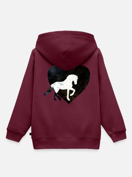Dressurpferd - Kinder Premium Organic Hoodie - Burgunderrot