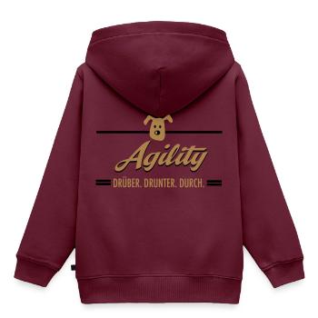 Agility - Kinder Premium Organic Hoodie - Burgunderrot - Hinten - AI Model Kid Female (0cm)