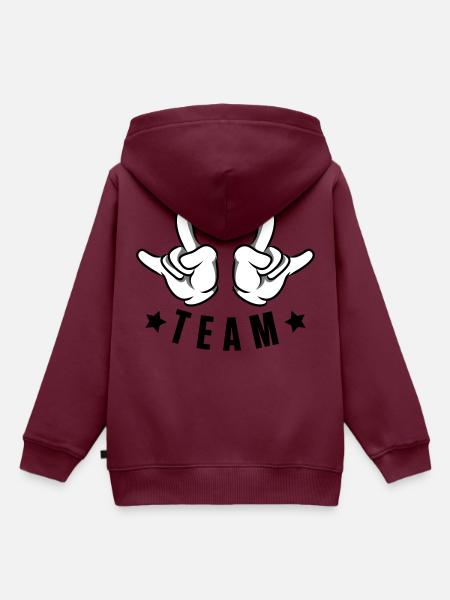 hand party team - Kinder Premium Organic Hoodie - Burgunderrot