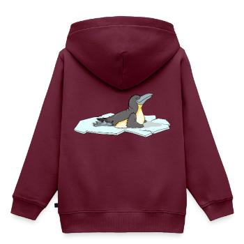 Der Yoga Pinguin übt die Kobra - Kinder Premium Organic Hoodie - Burgunderrot - Hinten - AI Model Kid Female (0cm)