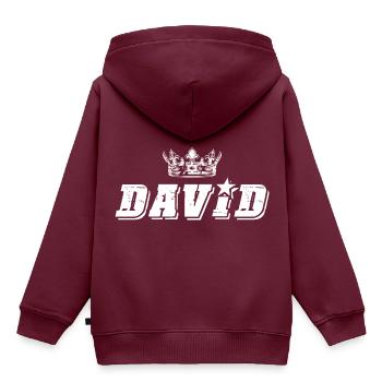 David - Kinder Premium Organic Hoodie - Burgunderrot - Hinten - AI Model Kid Female (0cm)