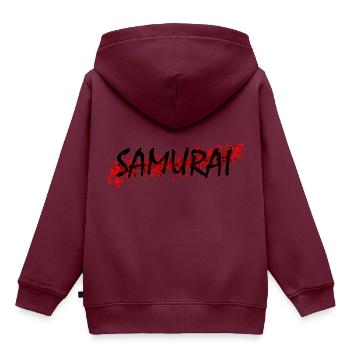 Samurai - Kinder Premium Organic Hoodie - Burgunderrot - Hinten - AI Model Kid Female (0cm)