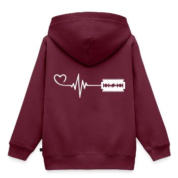 Rasierklinge Puls Herz Liebe - Kinder Premium Organic Hoodie - Burgunderrot - Hinten - AI Model Kid Female (0cm)