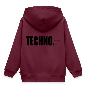 TECHNO - Kinder Premium Organic Hoodie - Burgunderrot - Hinten - AI Model Kid Female (0cm)