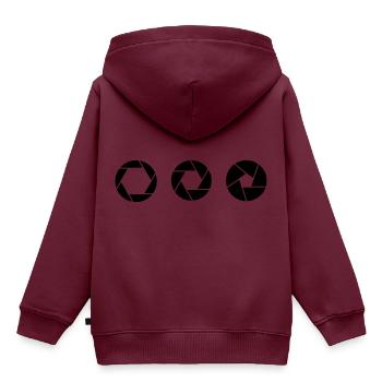Kamera - Blende / Shutter - Kinder Premium Organic Hoodie - Burgunderrot - Hinten - AI Model Kid Female (0cm)