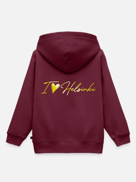 I Love Helsinki - Kinder Premium Organic Hoodie - Burgunderrot