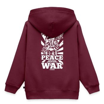 Frieden Liebe Statement - Kinder Premium Organic Hoodie - Burgunderrot - Hinten - AI Model Kid Female (0cm)