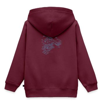 Retro Handheld Blueprint - Retrogaming für's Shirt - Kinder Premium Organic Hoodie - Burgunderrot - Hinten - AI Model Kid Female (0cm)