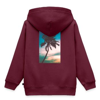 Palme - Kinder Premium Organic Hoodie - Burgunderrot - Hinten - AI Model Kid Female (0cm)