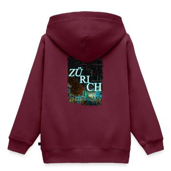 Kanton Zürich Schweiz zu Weihnachten - Kinder Premium Organic Hoodie - Burgunderrot - Hinten - AI Model Kid Female (0cm)