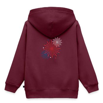 Feuerwerk - Kinder Premium Organic Hoodie - Burgunderrot - Hinten - AI Model Kid Female (0cm)