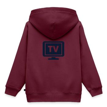 Fernsehen - Kinder Premium Organic Hoodie - Burgunderrot - Hinten - AI Model Kid Female (0cm)