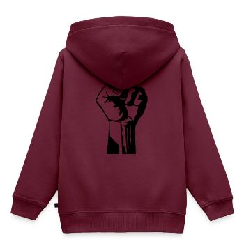 Faust - Kinder Premium Organic Hoodie - Burgunderrot - Hinten - AI Model Kid Female (0cm)