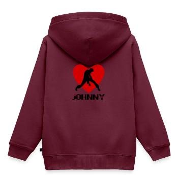 Johnny - Kinder Premium Organic Hoodie - Burgunderrot - Hinten - AI Model Kid Female (0cm)