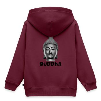 Buddha Buddhismus Buddhist spirituell - Kinder Premium Organic Hoodie - Burgunderrot - Hinten - AI Model Kid Female (0cm)