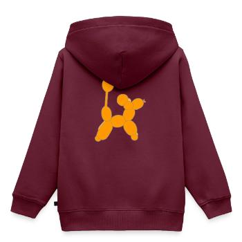 Ballon Hund - Kinder Premium Organic Hoodie - Burgunderrot - Hinten - AI Model Kid Female (0cm)