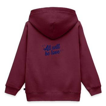 Liebe - Kinder Premium Organic Hoodie - Burgunderrot - Hinten - AI Model Kid Female (0cm)