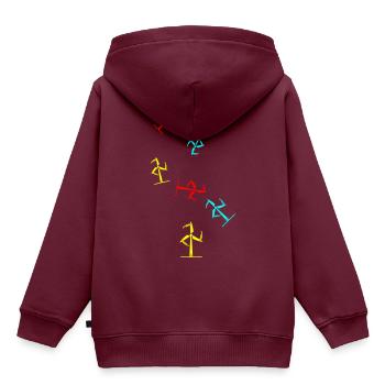 Windrad Silhouette - Kinder Premium Organic Hoodie - Burgunderrot - Hinten - AI Model Kid Female (0cm)