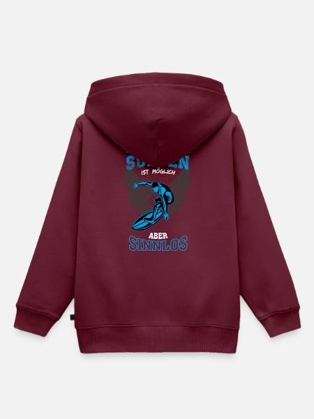 Surfen Leben sinnlos - Geschenk - Kinder Premium Organic Hoodie - Burgunderrot