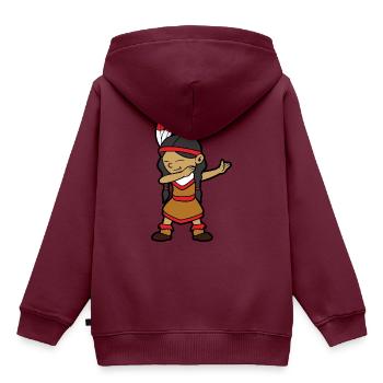 Dabbing Dab Tanzendes Indianer Mädchen Indianerin - Kinder Premium Organic Hoodie - Burgunderrot - Hinten - AI Model Kid Female (0cm)
