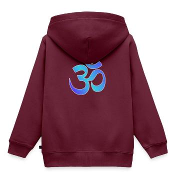 OM - Kinder Premium Organic Hoodie - Burgunderrot - Hinten - AI Model Kid Female (0cm)