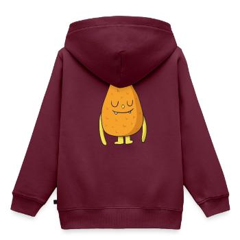 Pelziges Monster - Kinder Premium Organic Hoodie - Burgunderrot - Hinten - AI Model Kid Female (0cm)