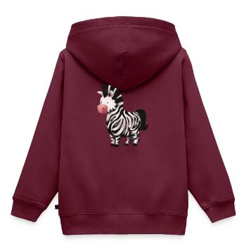 Zebra Illustration - Kinder Premium Organic Hoodie - Burgunderrot - Hinten - AI Model Kid Female (0cm)