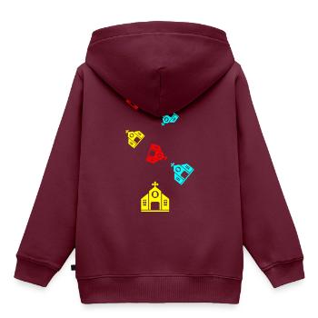Kirche - Kinder Premium Organic Hoodie - Burgunderrot - Hinten - AI Model Kid Female (0cm)