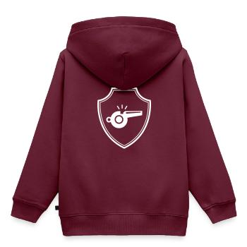 Trillerpfeife Pfeife Wappen - Kinder Premium Organic Hoodie - Burgunderrot - Hinten - AI Model Kid Female (0cm)
